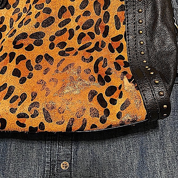 Replica orYANY Leopard Print/Cowhide Satchel Bag - Picture 5 of 12